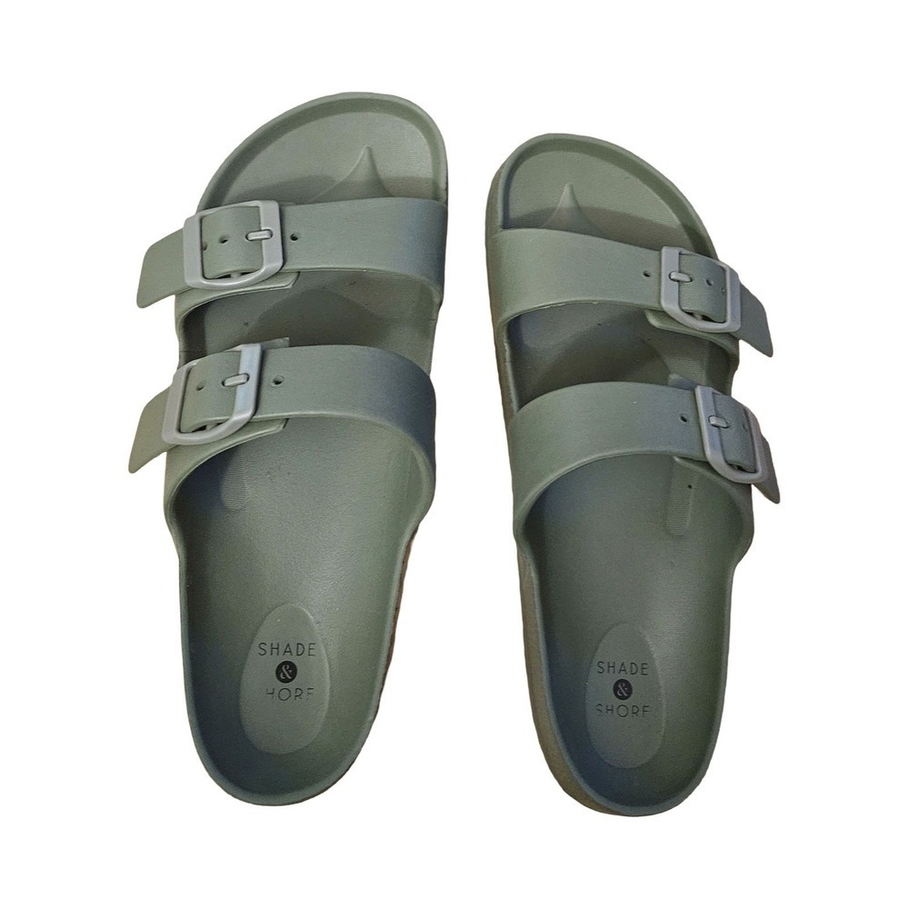 Shade & Shore Neida EVA Two Band Slide Sandals Olive Green Womens 8‎